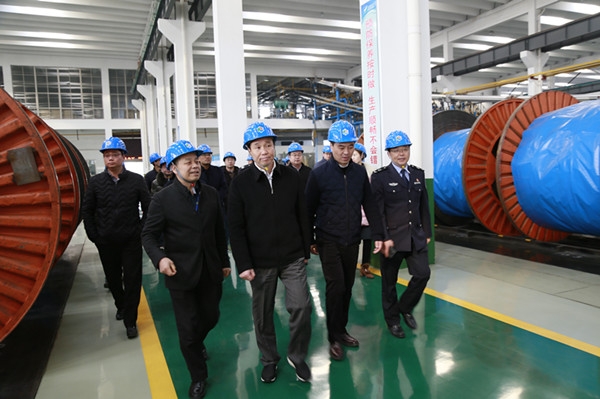 
                
	
                    
	2月5日，宜興市副市長何曉進、宜興市安監(jiān)局局長董國強及高塍鎮(zhèn)等領導班子蒞臨遠東智慧能源股份有限公司（簡稱：智慧能源 股票代碼：600869）生產(chǎn)廠進行節(jié)前安全生產(chǎn)檢查，投資人、智慧能源副董事長、首席執(zhí)行官兼電纜產(chǎn)業(yè)總經(jīng)理蔣華君，投資人、智慧能源監(jiān)事、總經(jīng)理工作部總監(jiān)邵亮，投資人、電纜產(chǎn)業(yè)副總經(jīng)理兼遠東電纜資深副總經(jīng)理朱長彪，投資人、電纜產(chǎn)業(yè)總經(jīng)理助理兼遠東電纜高級副總經(jīng)理王小強，投資人、電纜產(chǎn)業(yè)資深總監(jiān)兼遠東電纜副總經(jīng)理徐