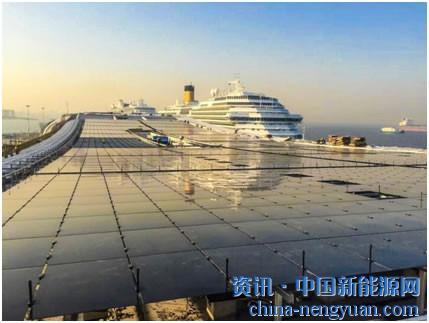                                                                                                                                                                     
	薄膜太陽能組件直接鋪設(shè)于上海吳淞口國際郵輪港客運樓樓頂  

	　　當(dāng)清晨的第一抹陽光灑在客運樓的屋頂上，通過這片一萬平方米的薄膜太陽能電池板，太陽能源源不斷