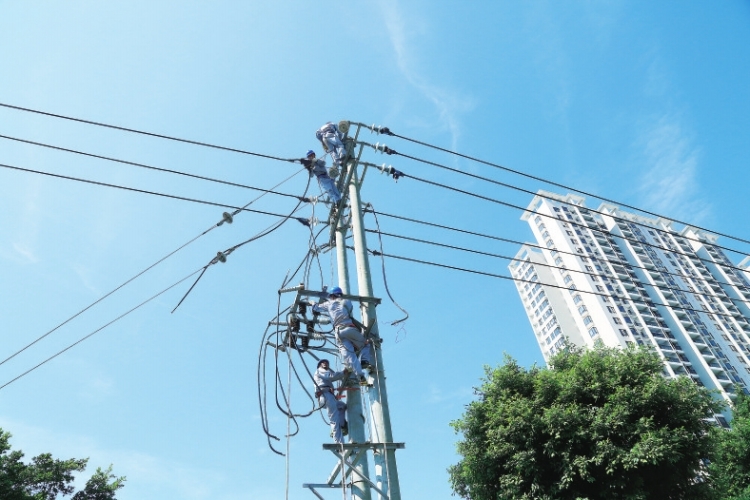 
　　今年5月，?？诠╇娋中陆ㄒ粭l10千伏線路，提高府城地區(qū)供電可靠性?！钣拦?攝

　　海口供電局演豐供電所利用無(wú)人機(jī)巡線等新手段，加強(qiáng)科技創(chuàng)新技術(shù)應(yīng)用水平