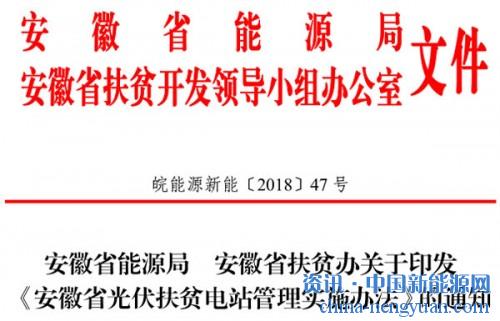                                                                                                                                                                     
	皖能源新能〔2018〕47號(hào)

	　　各市、縣（市、區(qū)）發(fā)展改革委、扶貧辦（局），國網(wǎng)安徽省電力有限公司：

	　　為規(guī)范我省光伏扶貧電站建設(shè)運(yùn)行管理，促進(jìn)光伏扶貧健康有序發(fā)展，