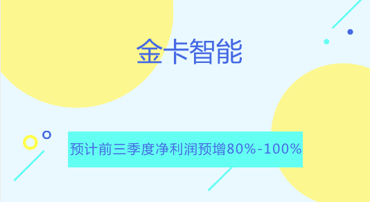 　　【中國儀表網(wǎng) 儀表企業(yè)】9月21日，金卡智能發(fā)布2018年前三季度業(yè)績預(yù)告，預(yù)計(jì)2018年1-9月，公司凈利潤為3.17億元～3.52億元，上年同期為1.76億元，同比增長80%～100%。  　　金卡智能表示，做出上述預(yù)測是基于以下原因：1、在云計(jì)算、大數(shù)據(jù)和物聯(lián)網(wǎng)技術(shù)快速發(fā)展的時(shí)代背景下，結(jié)合美麗中國、智慧城市建設(shè)的政策導(dǎo)向，公用事業(yè)企業(yè)信息化需求持續(xù)增長，公司不斷加強(qiáng)研發(fā)管理，開發(fā)面向未來的計(jì)量技術(shù)，優(yōu)化智能終端產(chǎn)品性能，提升軟件系統(tǒng)服務(wù)能力，豐富公用事業(yè)領(lǐng)域云服務(wù)，以完善的
