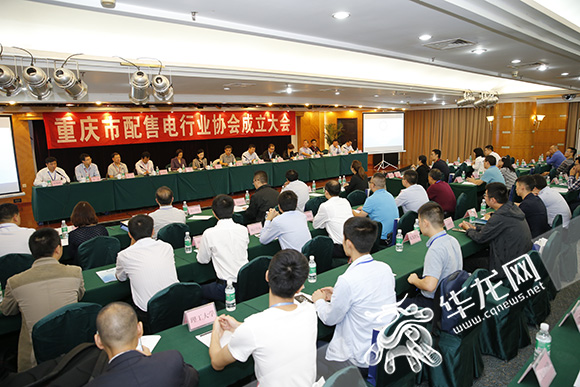 
　　今日，重慶市配售電行業(yè)協(xié)會(huì)成立大會(huì)舉行。記者 李文科 攝

　　華龍網(wǎng)消息，今（25）日上午，由重慶能源集團(tuán)、華能、國(guó)電投、中冶賽迪、兩江長(zhǎng)興等12家配售電企業(yè)發(fā)起成立的重慶市配售電行業(yè)協(xié)會(huì)正式掛牌成立，這標(biāo)志著重慶電力體制改革邁出新的一步